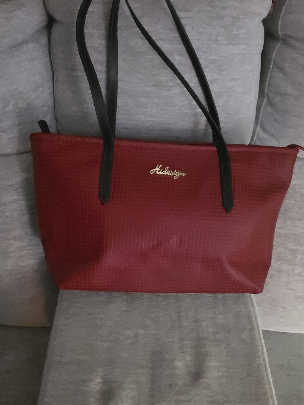 Hidesign Red Tote with Black Straps